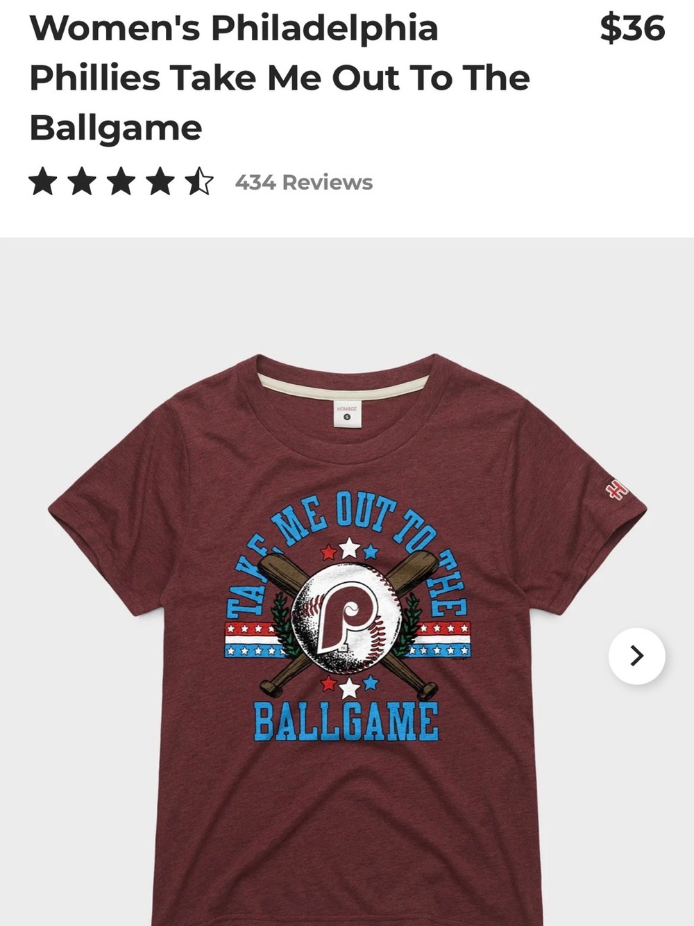 HOMAGE Maroon Phillies 'Take Me Out To The Ballgame' Graphic Tee